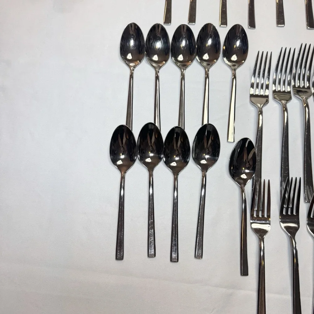 Reed & Barton Cole Stainless Steel 18/8 Flatware Set Of 51 Pieces Minimalist